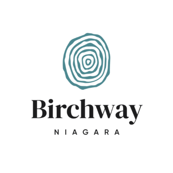 Birchway Niagara logo (looks like tree rings with the words Birchway Niagara beneath)