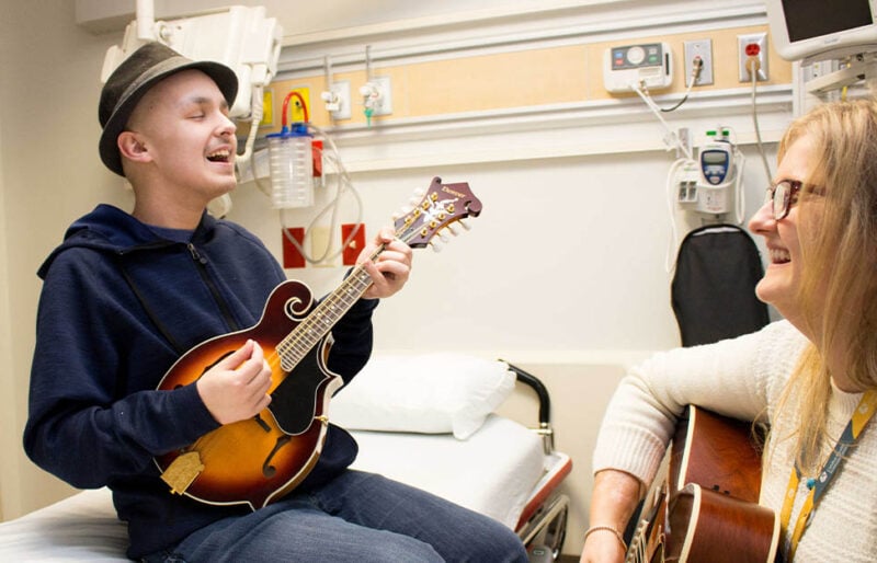 Justin and Karina play music together