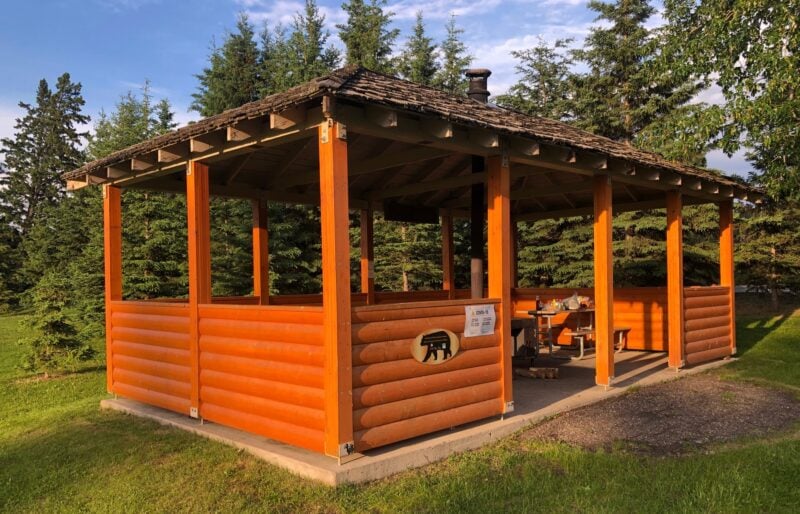 A camp kitchen at Waskesiu Lake