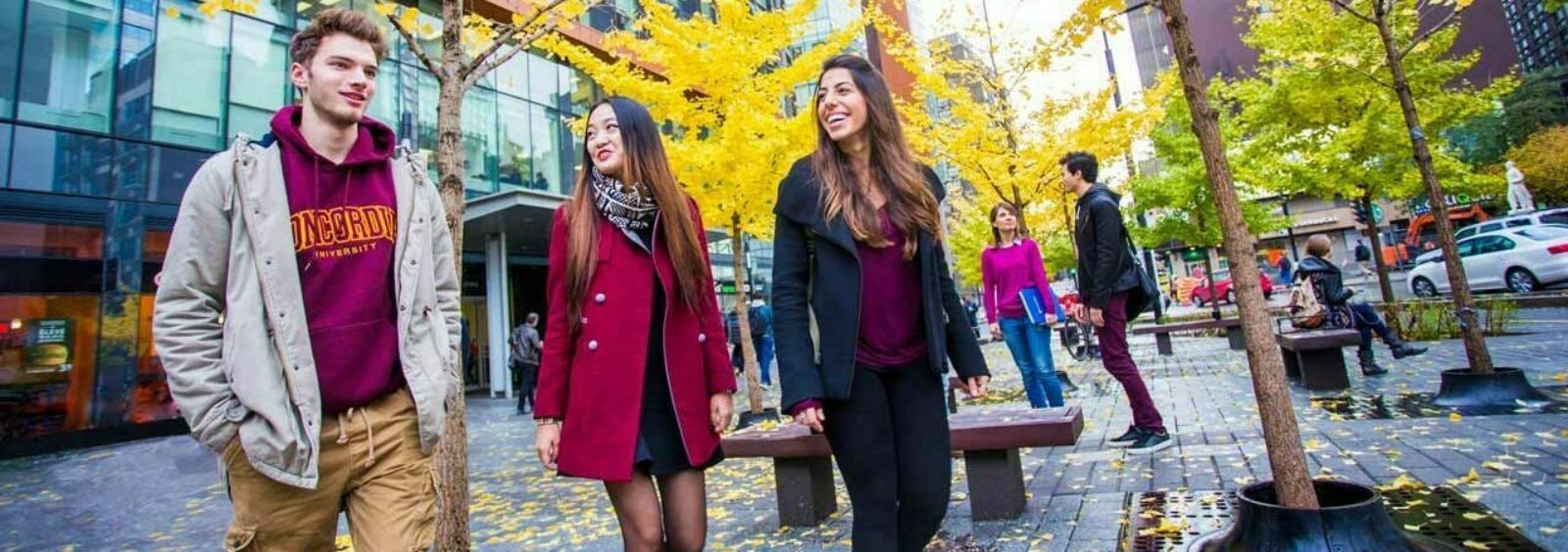 Concordia University students walking through the university's downtown campus in Montreal, Quebec.