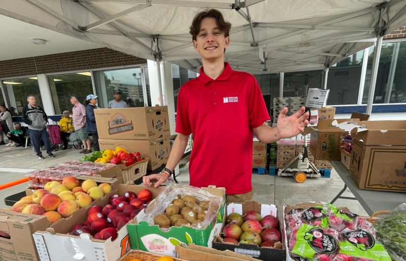 North York Harvest Food Bank staff distributing fresh produce to community members