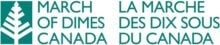 March of Dimes Canada logo in french and english with green font