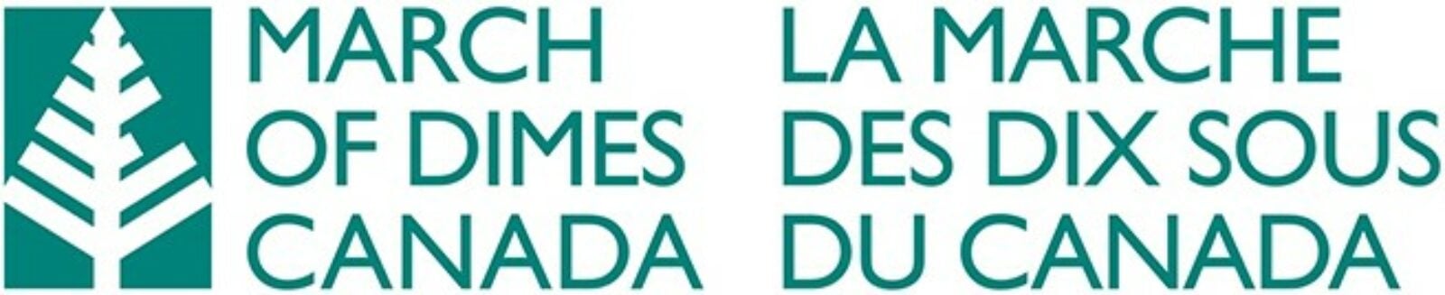 March of Dimes Canada logo in french and english with green font