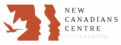 The New Canadians Centre logo with red and white images of a bird flying bird (emigrating). Red and white images representing people from different countries. 