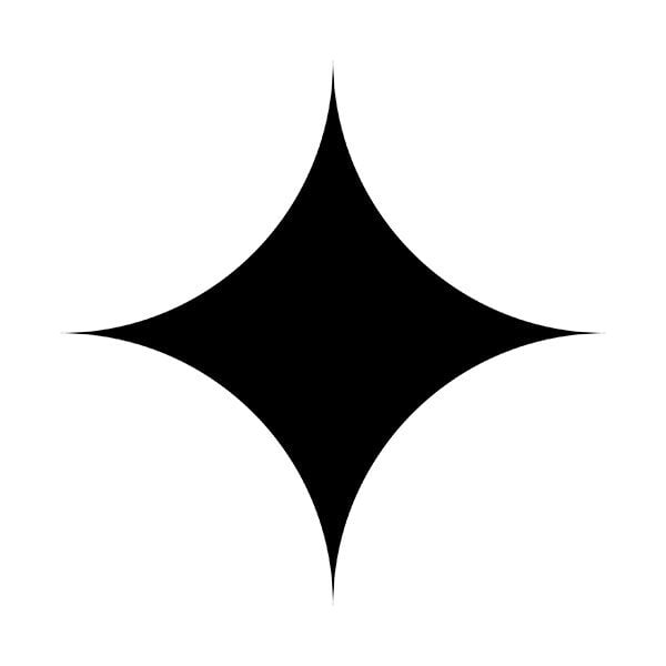 A black, 4-pointed diamond centered in a white square