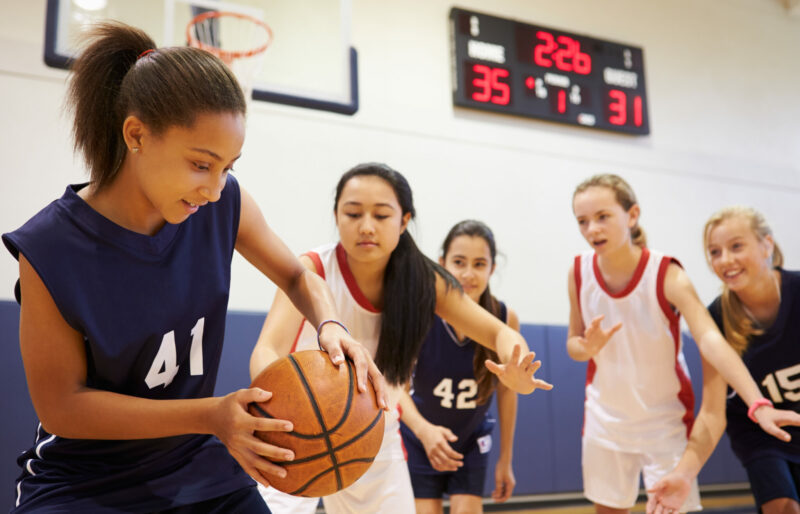 Girls Playing Basketball