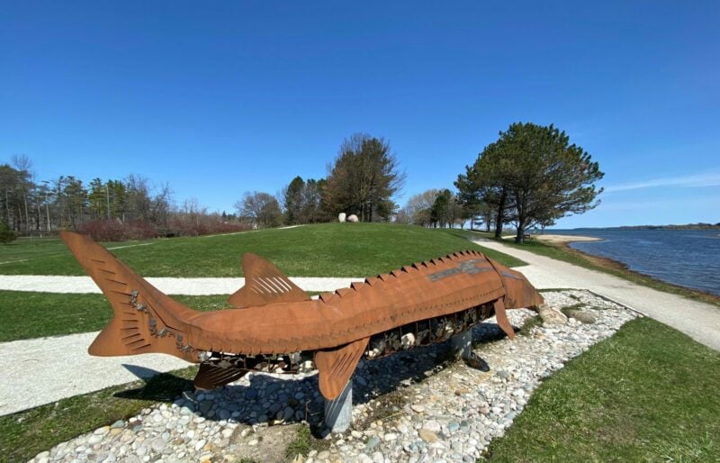 Giche Namewikwedong Reconciliation Garden: Grandmother Sturgeon Sculpture, Kelso Beach Park, Owen Sound