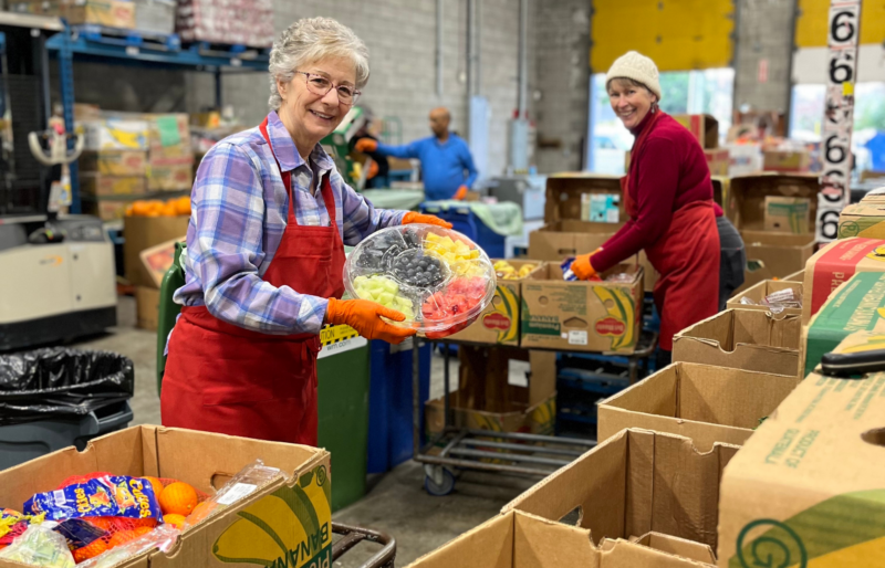 Dedicated volunteers sort food donations at the Food Security Distribution Centre.