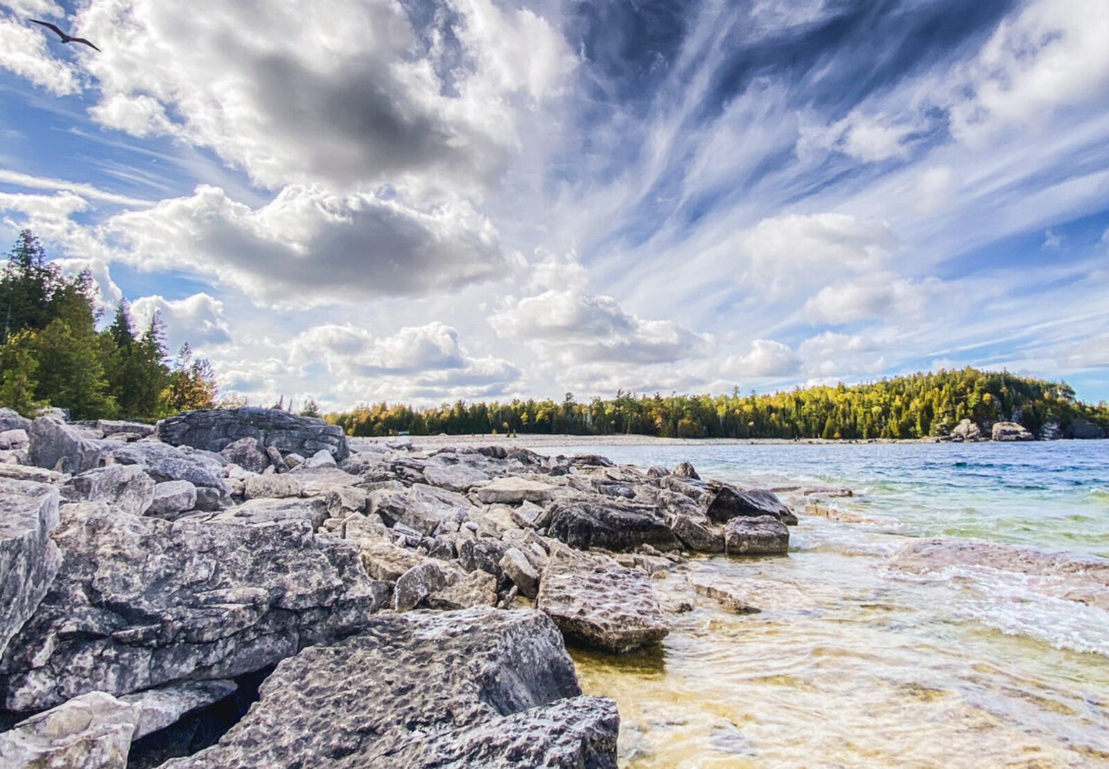 Scenic Halfway Log Dump on the Bruce Trail overlooking Georgian Bay and the Niagara Escarpment.