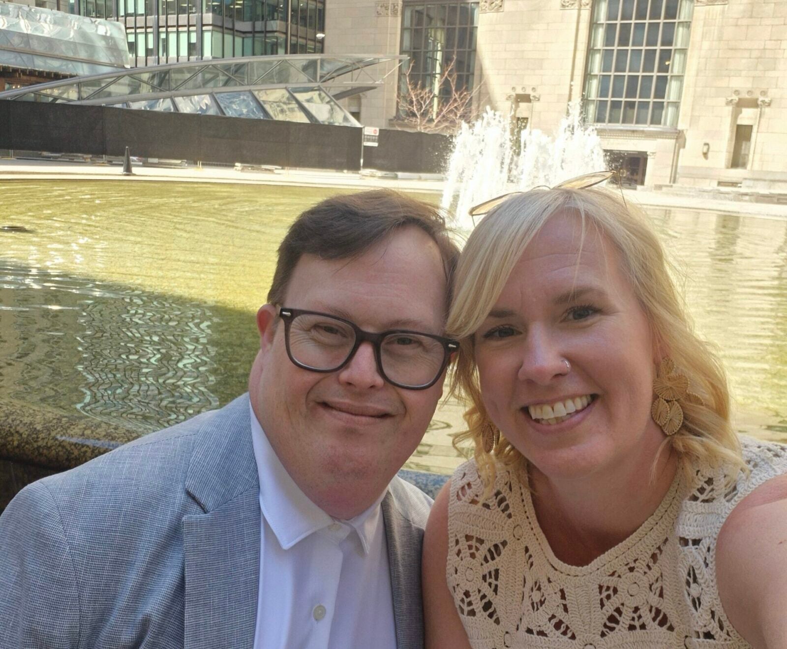 L’Arche Canada advocate Nick Herd with Sarah Kreplin, National Director of Philanthropy. Championing inclusion for people with intellectual disabilities, and support for the mission through a gift in a Will.